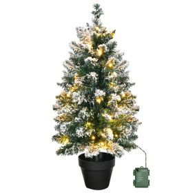 2ft Green Plush 30 Light, Warm Color 8 Mode, Battery Box Control, 70 Branches, Plastic Basin Base, PVC Christmas Tree Material