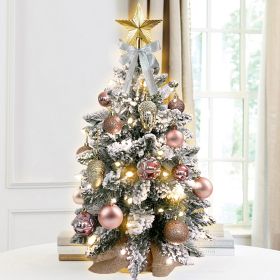 55cm Flocked Rose Gold Mini Christmas Tree With LED Lights - No Shipping On Weekends - Prohibited Platform - Temu