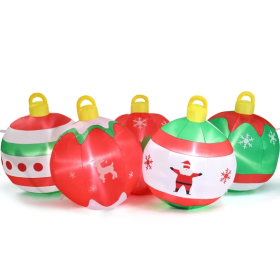 6.9 FT Lighted Christmas Inflatable Decoration, Inflatable Five Christmas Balls, Funny Blow Up Yard Decorations With Built-in LED Lights For Holiday P