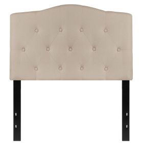 Twin size Beige Fabric Upholstered Button Tufted Headboard