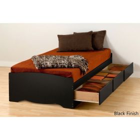 Twin XL Platform Bed Frame with 3 Storage Drawers in Black