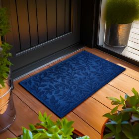 Home Entrance Blue Leaves Door Mat Deluxe 17x29.5 in Absorbent Natural Rubber Non Slip Indoor Outdoor Easy Clean Beautiful Welcome Mats for Front Door