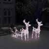 Reindeers & Sleigh Christmas Decoration 160 LEDs 51.2" Acrylic