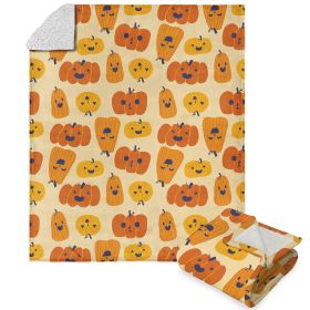 Funky Pumpkins Silk Touch Sherpa Throw Blanket 50X60 Inches