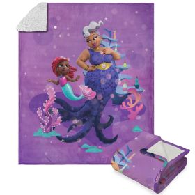 Disney The Little Mermaid Ariel and Ursula Silk Touch Sherpa Throw Blanket 50X60 Inches