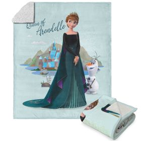 Disney Frozen Queen Of Arendelle Silk Touch Sherpa Throw Blanket 50X60 Inches