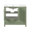 36" Bathroom Vanity with Sink, One Cabinet with Two doors and One Big Drawer and One Flip Drawer, Solid Wood and MDF Board, Green