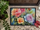 NEW Roses in Watercolor Doormat Front Door Mat Indoor Outdoor Rugs for Entryway, Non Slip Washable Low Pile, 18H X 27W