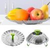 Steel Folding Steamer Basket Steel Fish Steamed Steamer Vegetable Steamer Telescopic V0B3