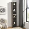 8-Tier Media Tower Rack, CD DVD Slim Storage Cabinet with Adjustable Shelves, Tall Narrow Bookcase Display Bookshelf for Home Office