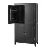 Elegant Bathroom Floor Storage Cabinet, Bathroom Storage Unit, Freestanding Cabinet with 4 Doors, Adjustable Shelves, Adaptable Shelves, Black