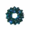 Pre-lit Optical Fiber Christmas Artificial Tree 4-Piece Set, Christmas Garland, Wreath and set of 2 Entrance Trees with Colorful Lights