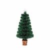 Pre-lit Optical Fiber Christmas Artificial Tree 4-Piece Set, Christmas Garland, Wreath and set of 2 Entrance Trees with Colorful Lights