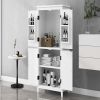 Elegant Bathroom Floor Storage Cabinet, Bathroom Storage Unit, Freestanding Cabinet with 4 Doors, Adjustable Shelves, Adaptable Shelves, White