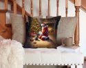 Scottish Terrier and Santa Claus Throw Pillow Machine Washable, Indoor Outdoor Decorative Pillow for Couch, Bed or Patio, 14Hx14W