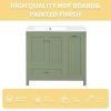 36" Bathroom Vanity with Sink, One Cabinet with Two doors and One Big Drawer and One Flip Drawer, Solid Wood and MDF Board, Green