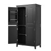 Elegant Bathroom Floor Storage Cabinet, Bathroom Storage Unit, Freestanding Cabinet with 4 Doors, Adjustable Shelves, Adaptable Shelves, Black