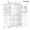 Elegant Bathroom Floor Storage Cabinet, Bathroom Storage Unit, Freestanding Cabinet with 4 Doors, Adjustable Shelves, Adaptable Shelves, White