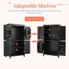 Elegant Bathroom Floor Storage Cabinet, Bathroom Storage Unit, Freestanding Cabinet with 4 Doors, Adjustable Shelves, Adaptable Shelves, Black