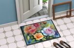 NEW Roses in Watercolor Doormat Front Door Mat Indoor Outdoor Rugs for Entryway, Non Slip Washable Low Pile, 18H X 27W