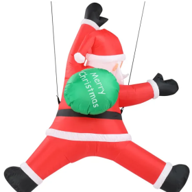 4.9 FT Lighted Christmas Inflatable Decoration, Inflatable Hanging Santa Claus With Gift Bag, Funny Blow Up Yard Decorations With Built-in LED Lights