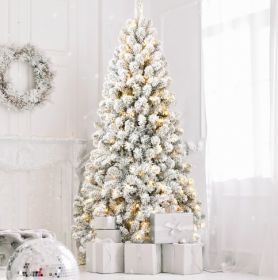 7FT Pre-lit Flocked Christmas Tree With 1,064 Memory Wire Tips  Effortlessly Fluffed, Perfectly Shaped, And Lit With 400 Warm Incandescent Lights Brin