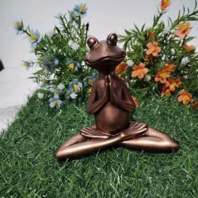 1pc Miniature Meditation Yoga Frog Resin Statue, For Desktop Living Room Bedroom Office Book Shelf Garden Outdoor Decoration, Home Decoration (Color: muse)