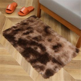 1pc, Tie-Dyed Plush Shag Furry Area Rug for Bedroom, Living Room, Nursery, and Kids Room - Ultra Soft and Fluffy, Washable, Non-Shedding (Color: Tie-dye Brown, size: 23.62*35.43inch)